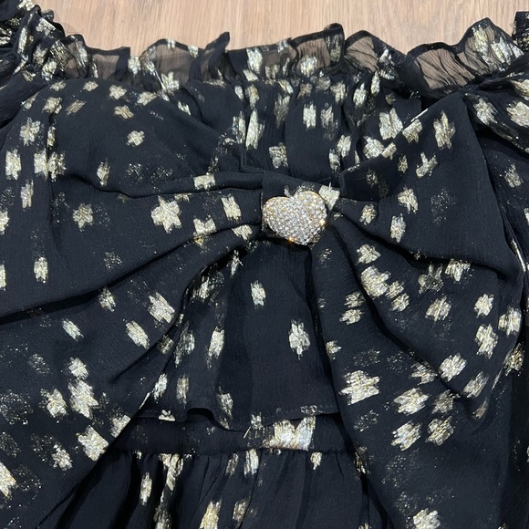 LOVESHACKFANCY Rony star printed metallic silk maxi dress sz 6 - Picture 6 of 7